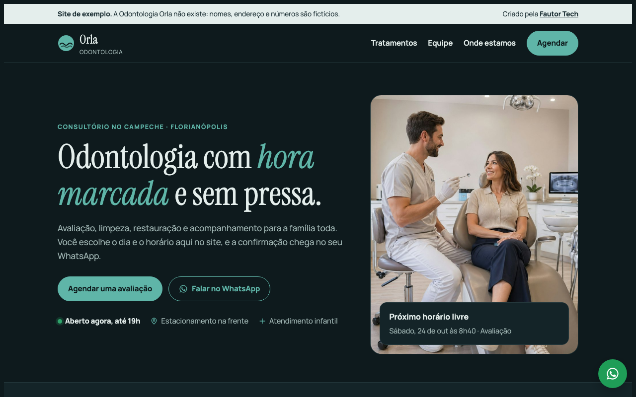 Tela de computador do site Odontologia Orla